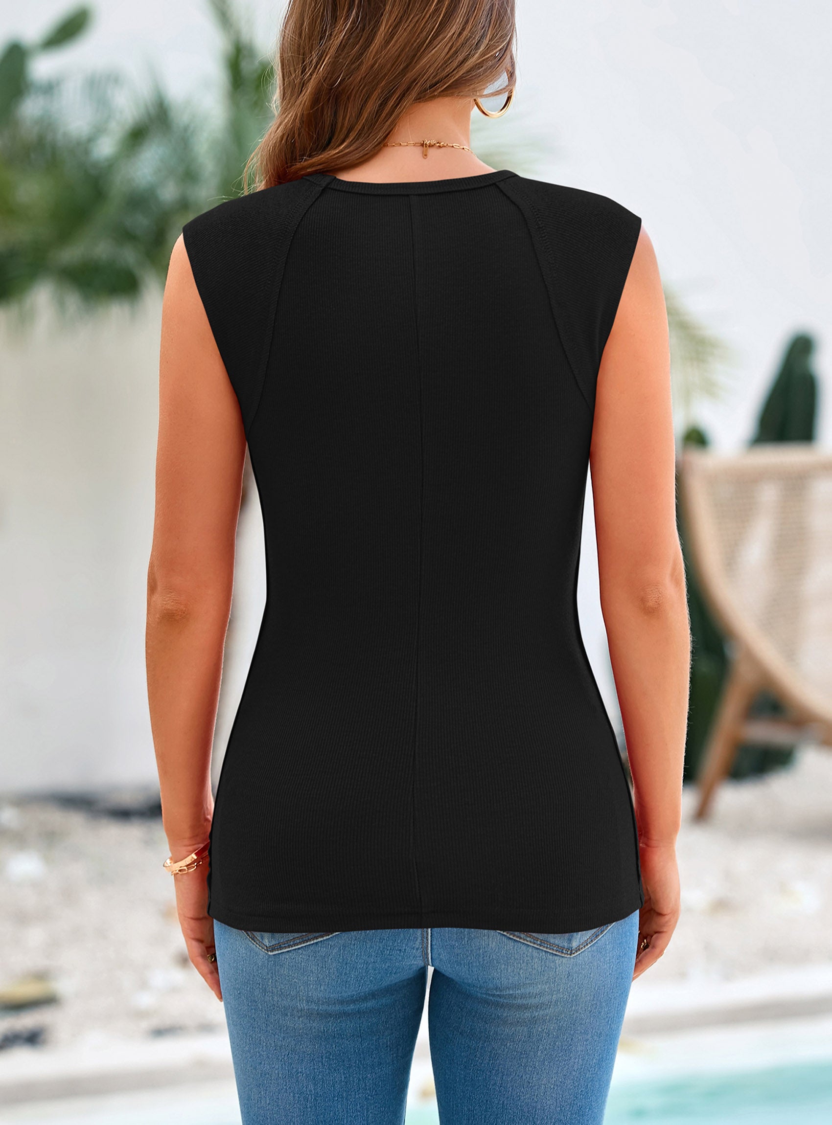 PRETTYGARDEN Women's Tank Tops 2025 Summer Casual Ribbed Cap Sleeve Slim Fitted Knit Basic Tee Shirts Trendy Fashion Clothes