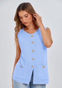 PRETTYGARDEN Women's Knit Sweater Vest Summer Sleeveless Button Down Tank Tops Trendy Business Casual Outfits PRETTYGARDEN