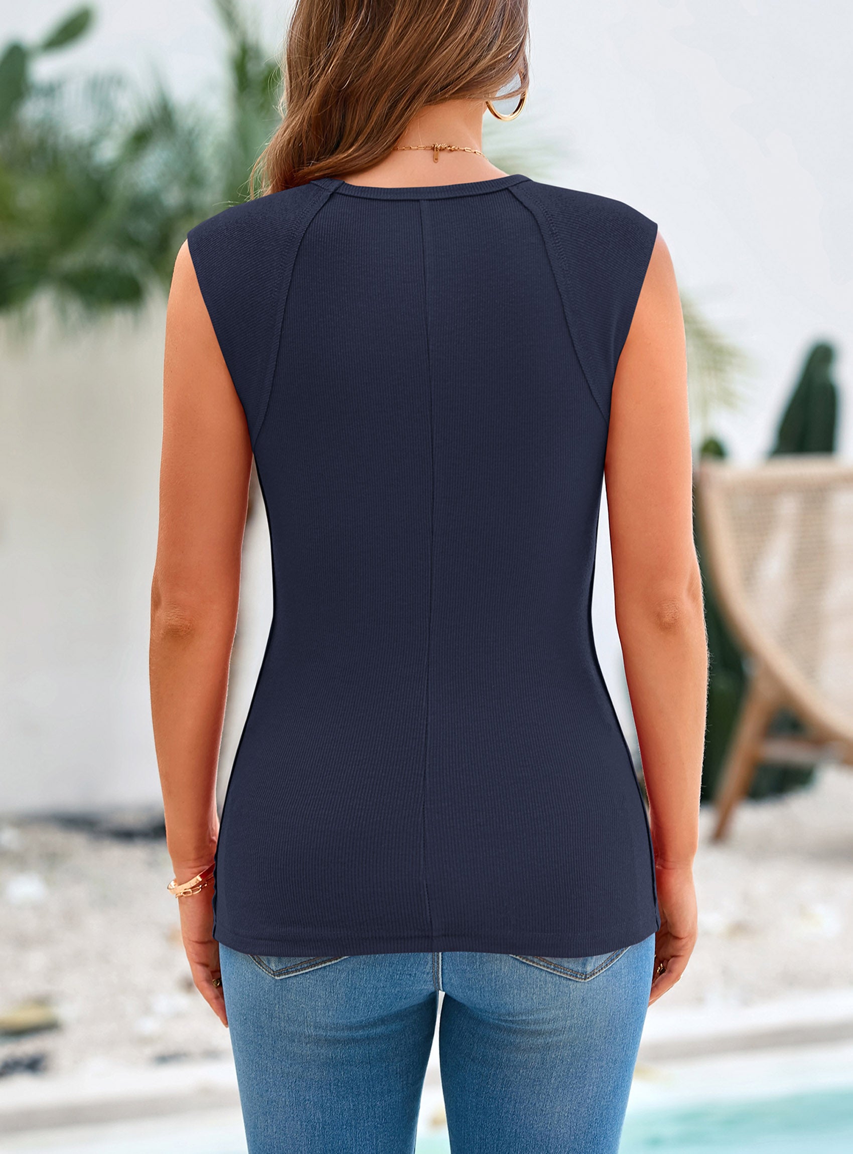 PRETTYGARDEN Women's Tank Tops 2025 Summer Casual Ribbed Cap Sleeve Slim Fitted Knit Basic Tee Shirts Trendy Fashion Clothes