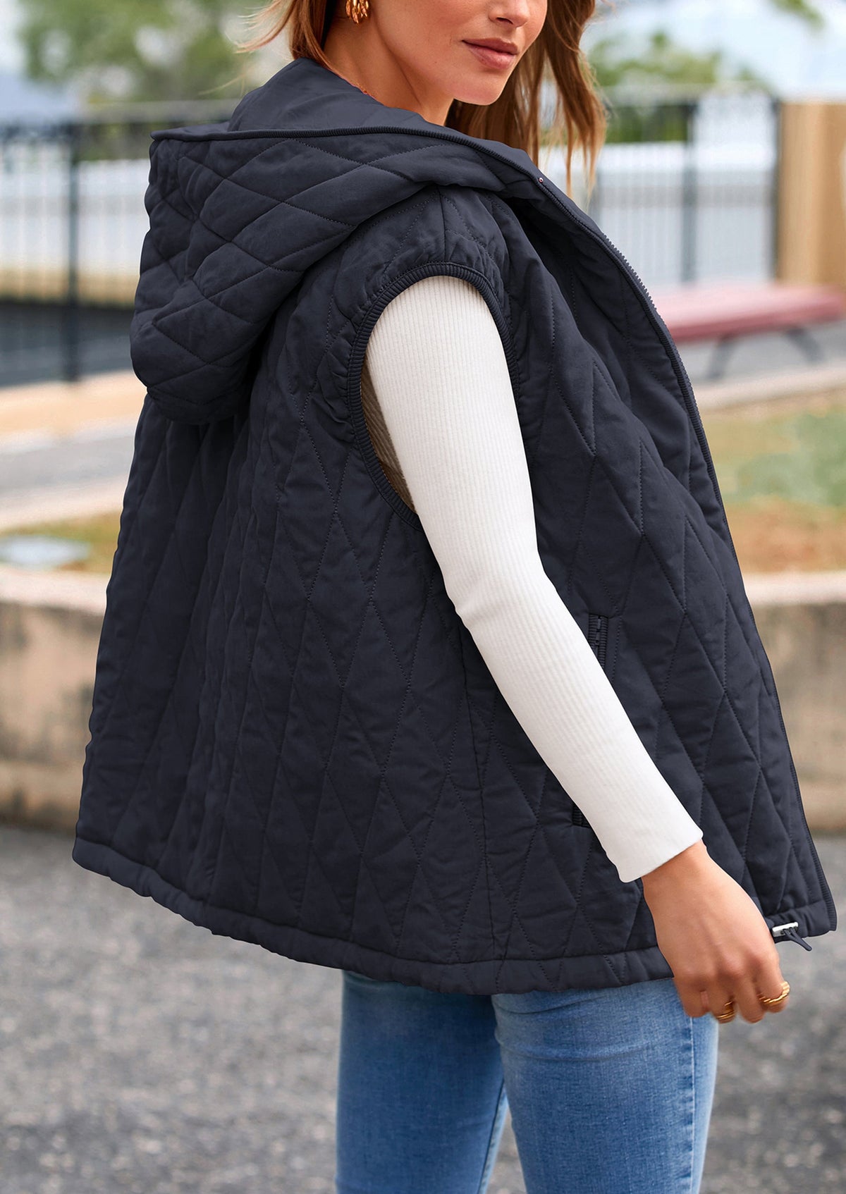 PRETTYGARDEN Women's Fall Spring Vest Casual Sleeveless Hooded Zip Up Jacket Trendy Winter Coat Outerwear PRETTYGARDEN