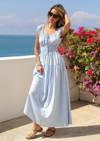 PRETTYGARDEN Women's Boho Maxi Dress Summer Cap Sleeve Long Flowy Beach Vacation Floral Sundresses Spring Resort Wear PRETTYGARDEN