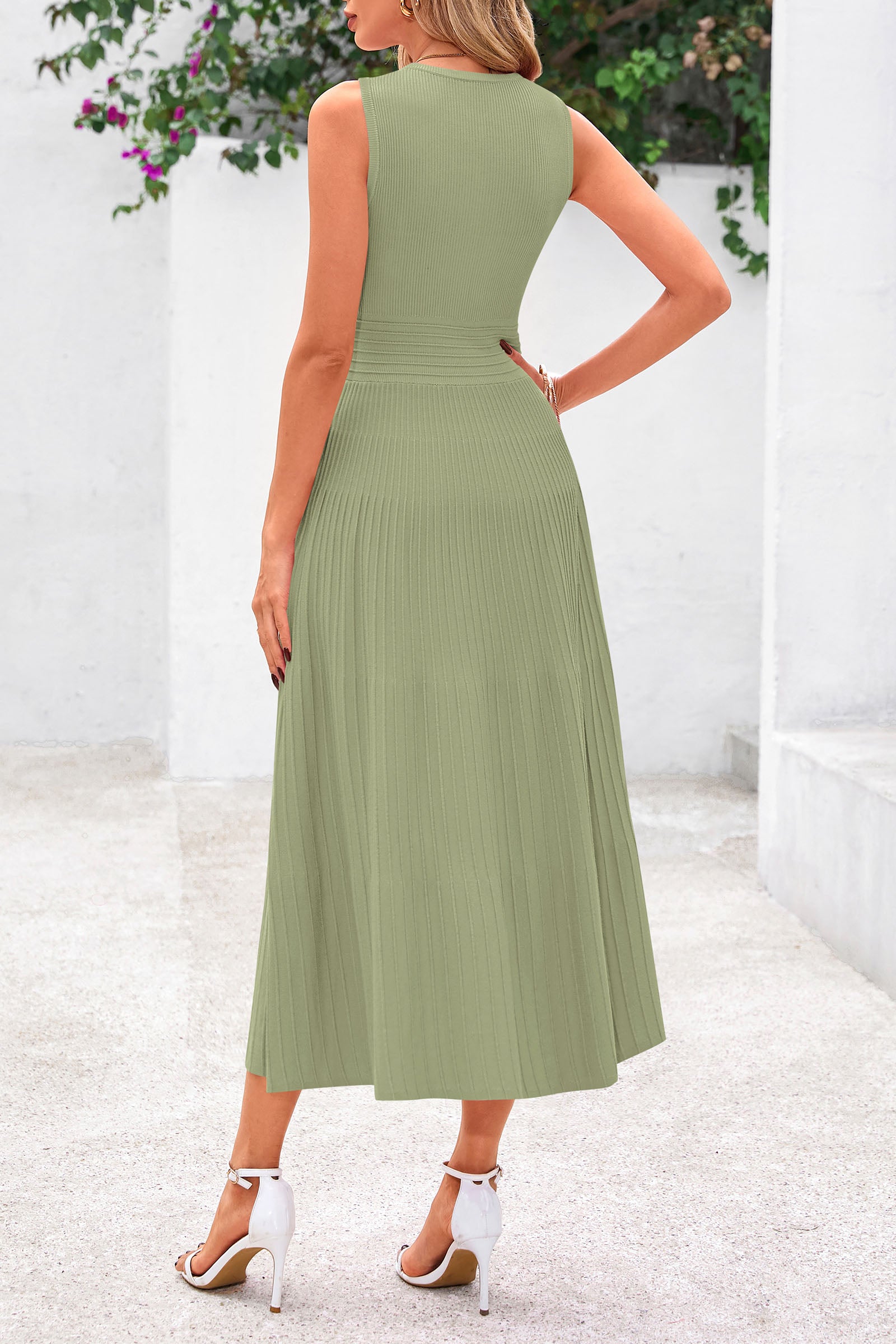 PRETTYGARDEN Spring Casual Dresses for Women Summer Business Work Midi Sleeveless A Line Pleated Cocktail Dress