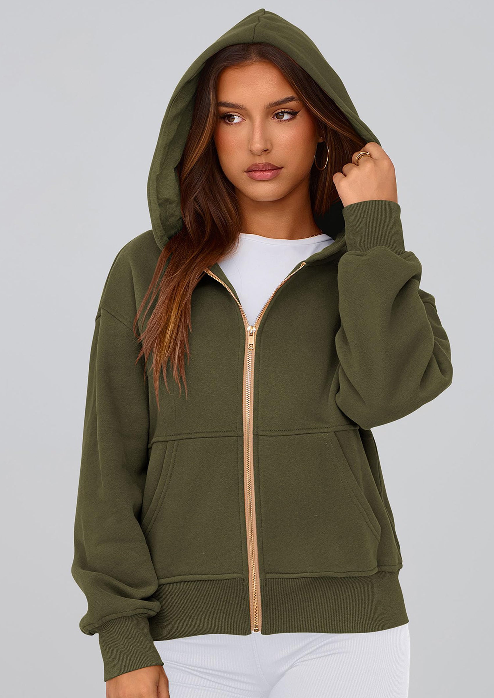 PRETTYGARDEN Hoodies For Women Sweatshirt Zip Up Hoodie Fall Fashion Trendy Long Sleeve Jackets Winter Clothing Outfits