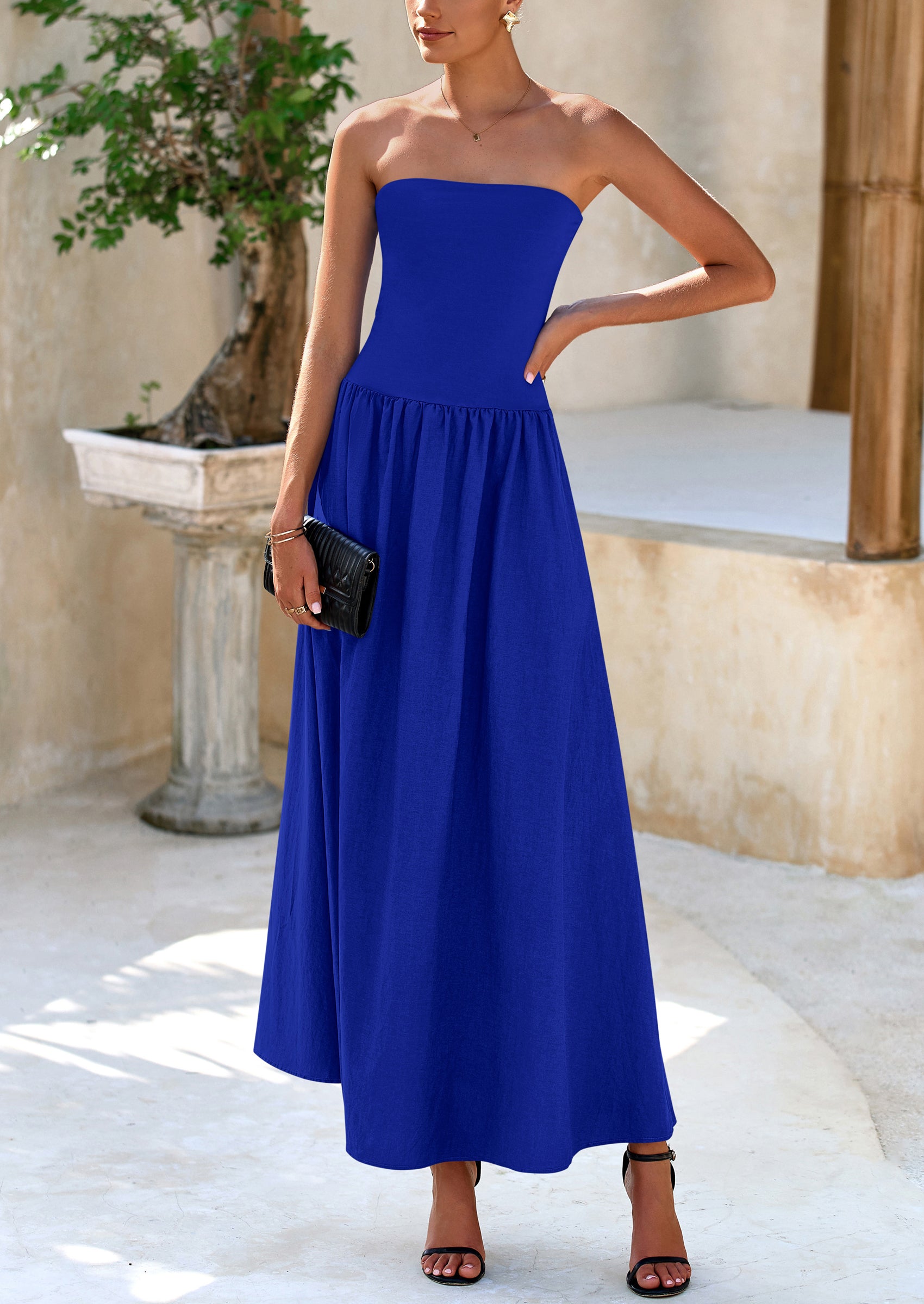 PRETTYGARDEN Women Strapless Elegant Going Out Maxi Dresses