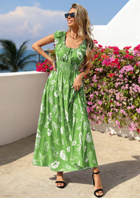 PRETTYGARDEN Women's Boho Maxi Dress Summer Cap Sleeve Long Flowy Beach Vacation Floral Sundresses Spring Resort Wear PRETTYGARDEN