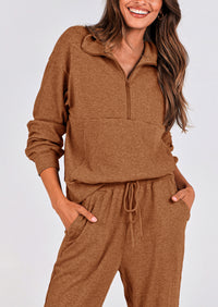 PRETTYGARDEN Women's Fall 2 Piece Lounge Sets Zip Up Sweatshirt Jogger Pants Sweat Track Suits Travel Outfit Winter Clothing