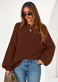 PRETTYGARDEN Sweaters for Women Fall Chunky Knit Long Sleeve Crew Neck Oversized Pullover Tops Winter Fashion Clothing