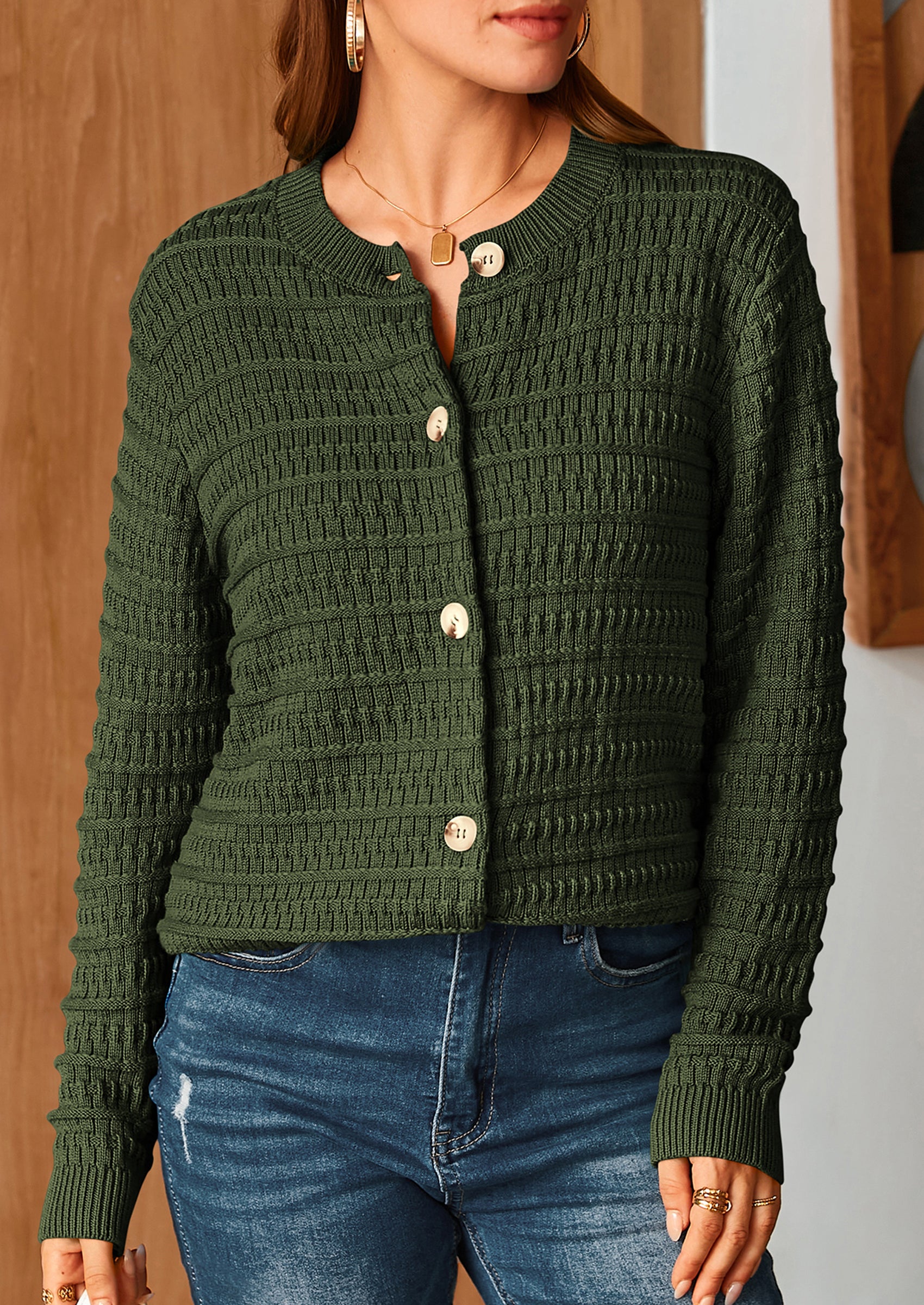 PRETTYGARDEN Women's Knit Cardigan Sweaters Casual Long Sleeve Open Front Button Down Trendy Jackets Outerwear