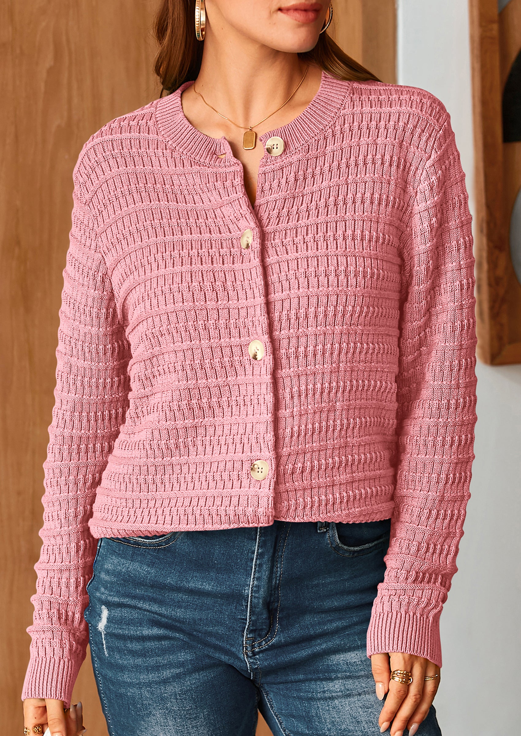 PRETTYGARDEN Women's Knit Cardigan Sweaters Casual Long Sleeve Open Front Button Down Trendy Jackets Outerwear