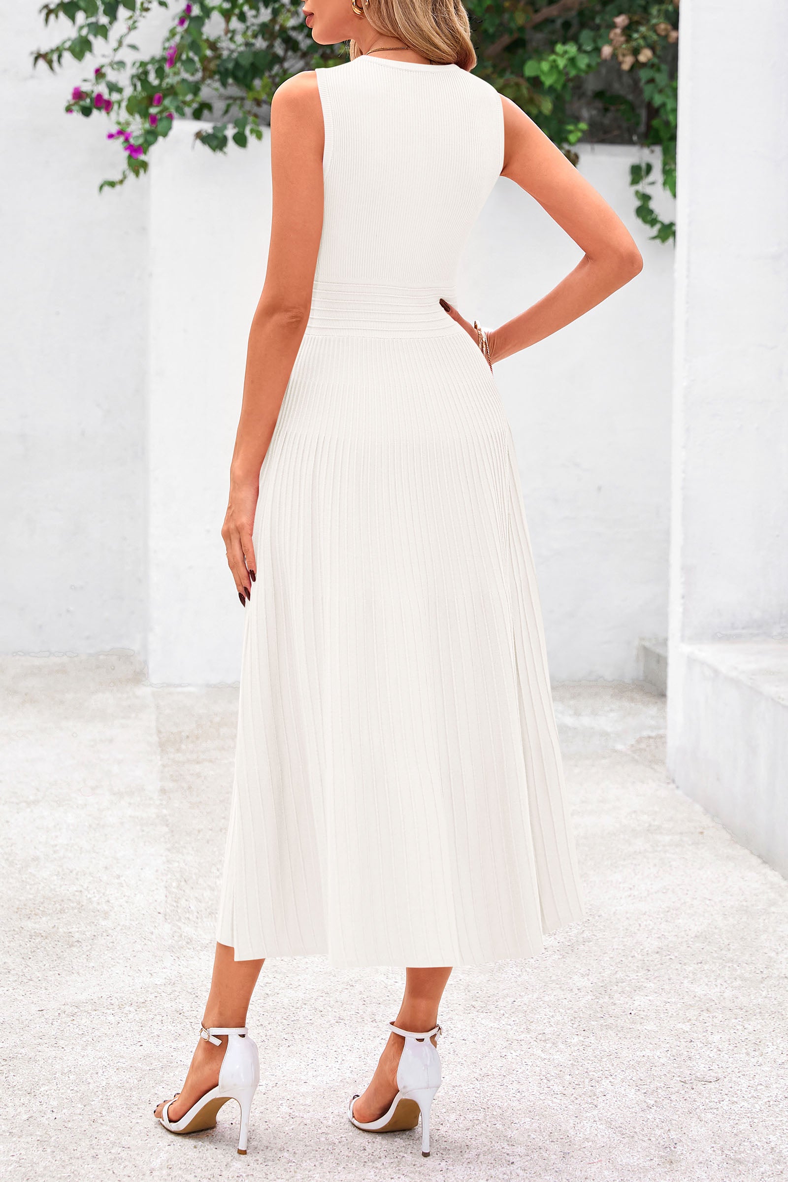 PRETTYGARDEN Spring Casual Dresses for Women Summer Business Work Midi Sleeveless A Line Pleated Cocktail Dress