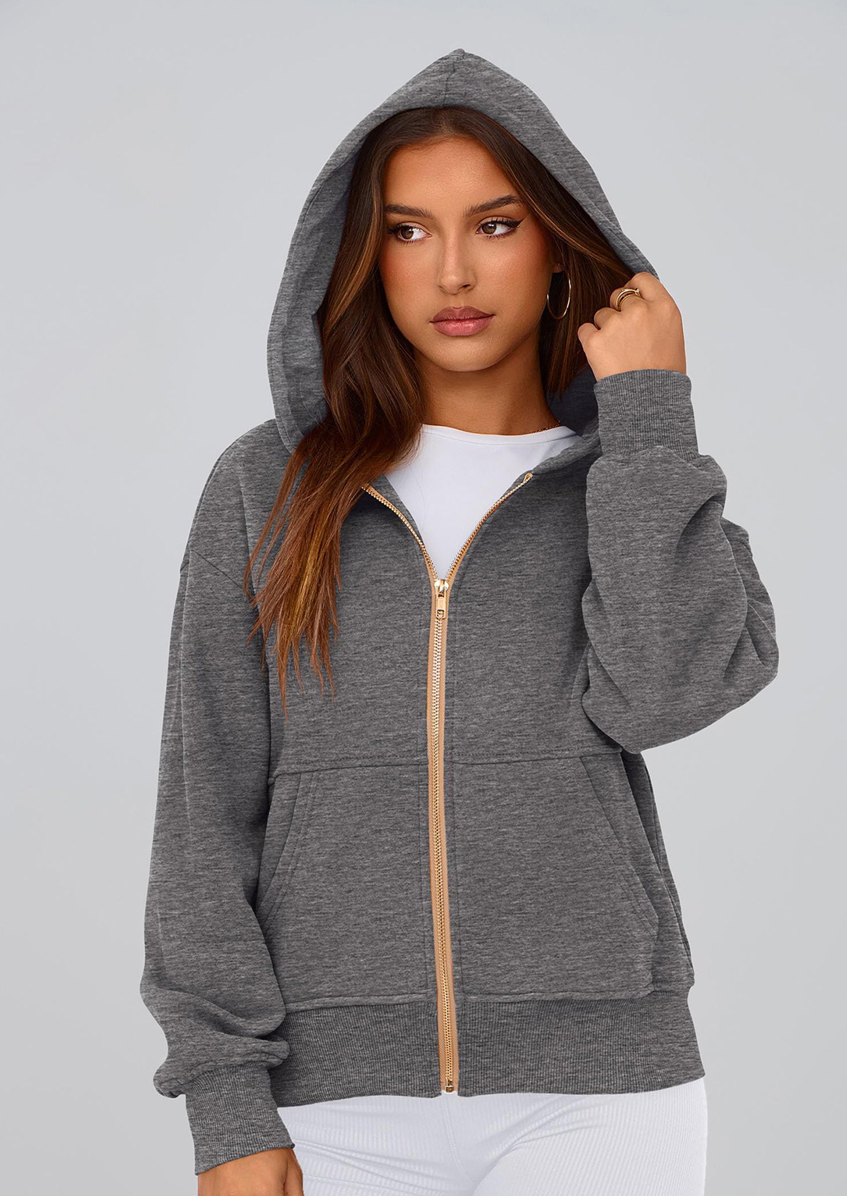 PRETTYGARDEN Hoodies For Women Sweatshirt Zip Up Hoodie Fall Fashion Trendy Long Sleeve Jackets Winter Clothing Outfits