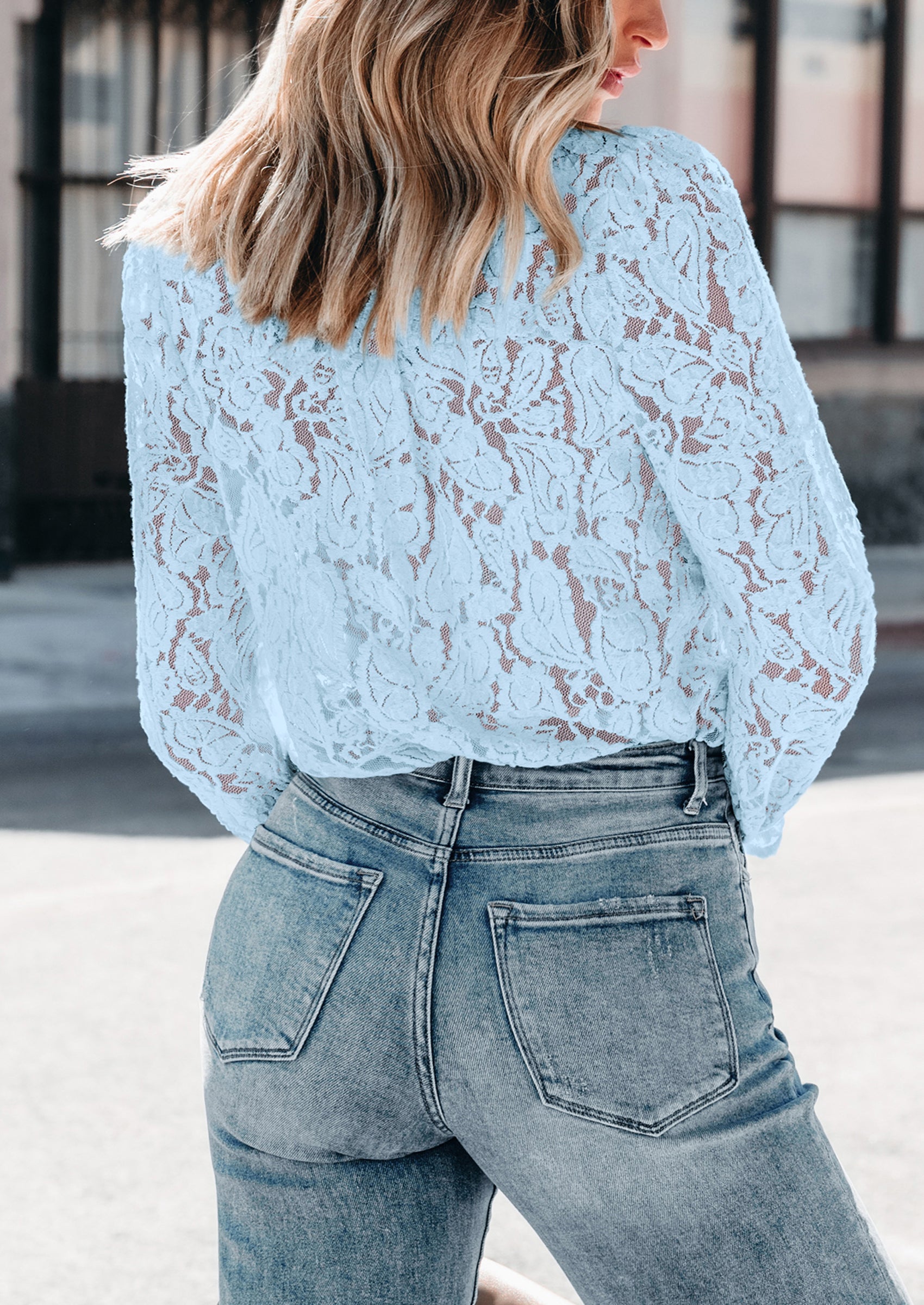 PRETTYGARDEN Women's Dressy Casual Lace Blouse Long Sleeve Button Up Shirts Tops Spring Fall Fashion Clothes