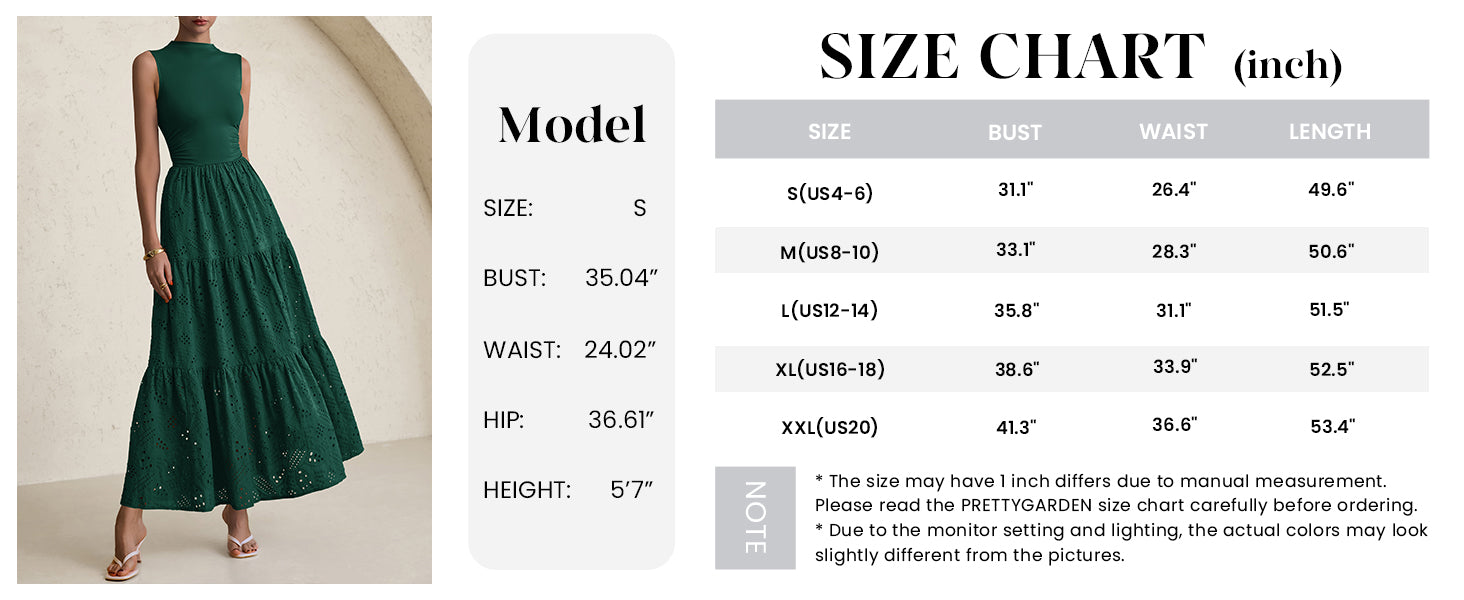 PRETTYGARDEN Dresses for Women Casual Eyelet Sleeveless Wedding Guest Maxi Dress Tank Top Sundress with Pockets