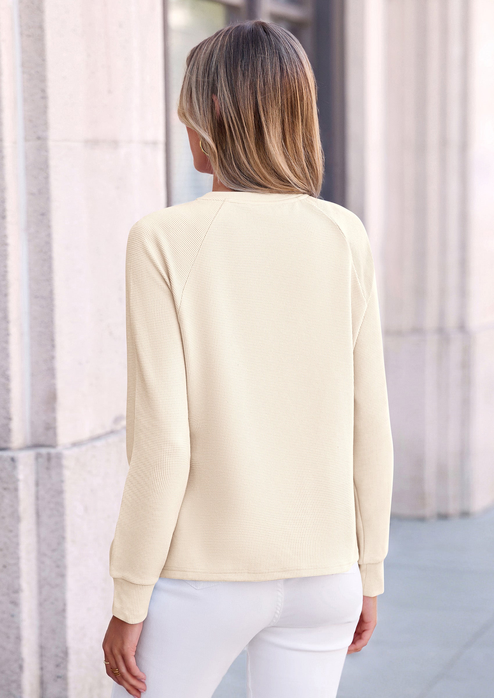 PRETTYGARDEN Long Sleeve Shirts for Women Waffle Knit Tops Fall Fashion Dressy Casual Loose Tunic Blouse Winter Clothing