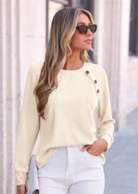 PRETTYGARDEN Long Sleeve Shirts for Women Waffle Knit Tops Fall Fashion Dressy Casual Loose Tunic Blouse Winter Clothing