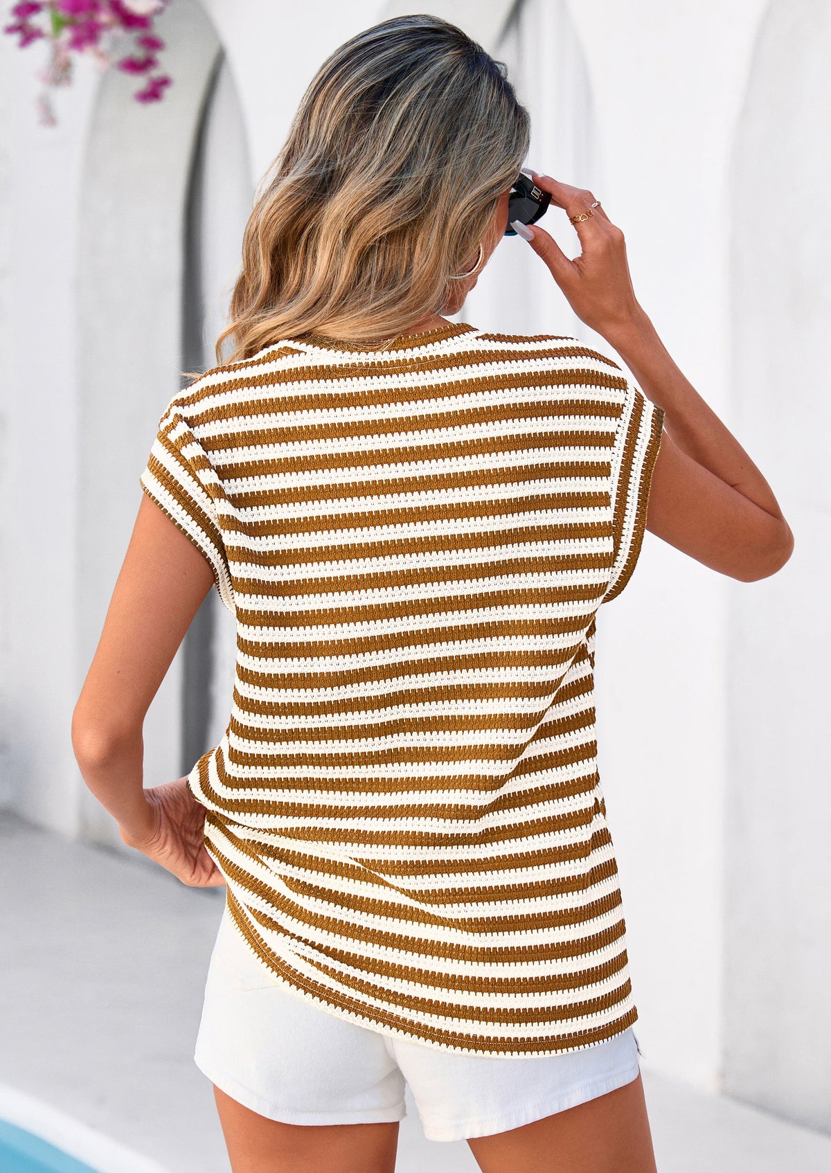 PRETTYGARDEN Women's Spring Vest Tops Cap Sleeve Striped Shirt Knit Tank Top Summer Beach Vacation Clothes PRETTYGARDEN