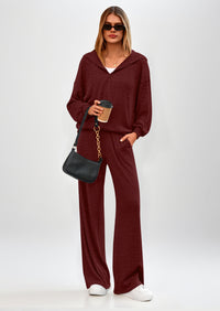 PRETTYGARDEN Women's 2 Piece Fall Lounge Sets Zip Up Hoodie Wide Leg Pants Tracksuit Matching Travel Outfits Clothes