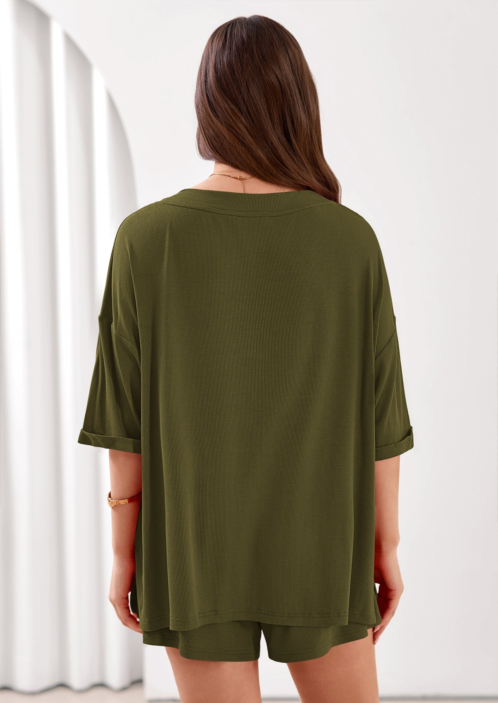 PRETTYGARDEN Womens 2 Piece Sets Oversized Vneck Half Sleeve Tops Shorts Lounge Set Casual Summer Travel Beach Outfits PRETTYGARDEN