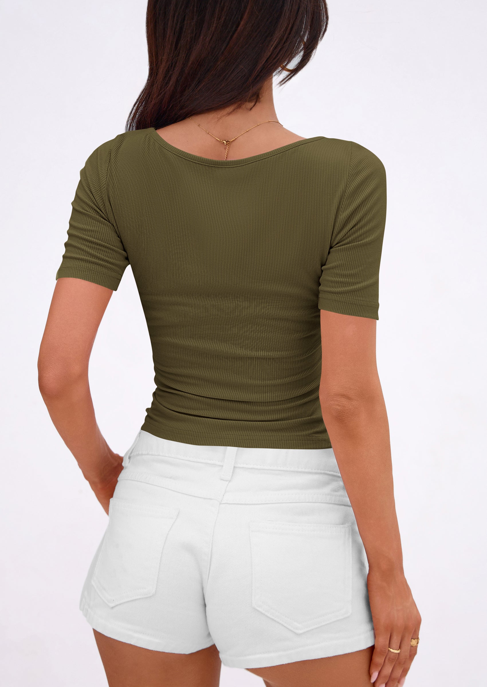 PRETTYGARDEN Womens Summer Short Sleeve Tops Boat Neck Ribbed Knit Slim Fit T Shirt Casual Basic Top Spring Clothes PRETTYGARDEN