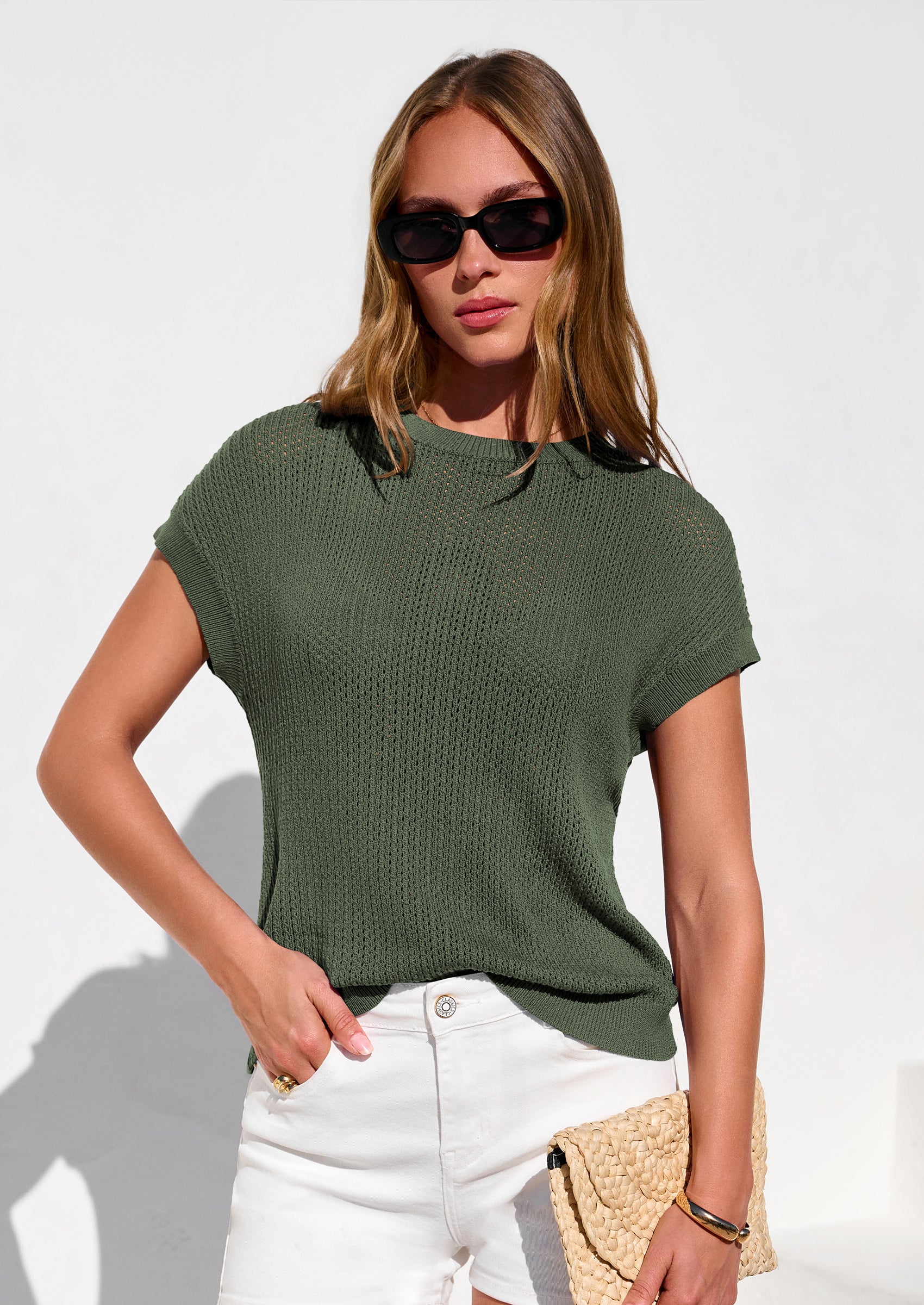 PRETTYGARDEN Women Spring Sweater Vest Business Casual Tank Top Lightweight Cap Sleeve Knit Shirts Trendy Summer Outfits PRETTYGARDEN