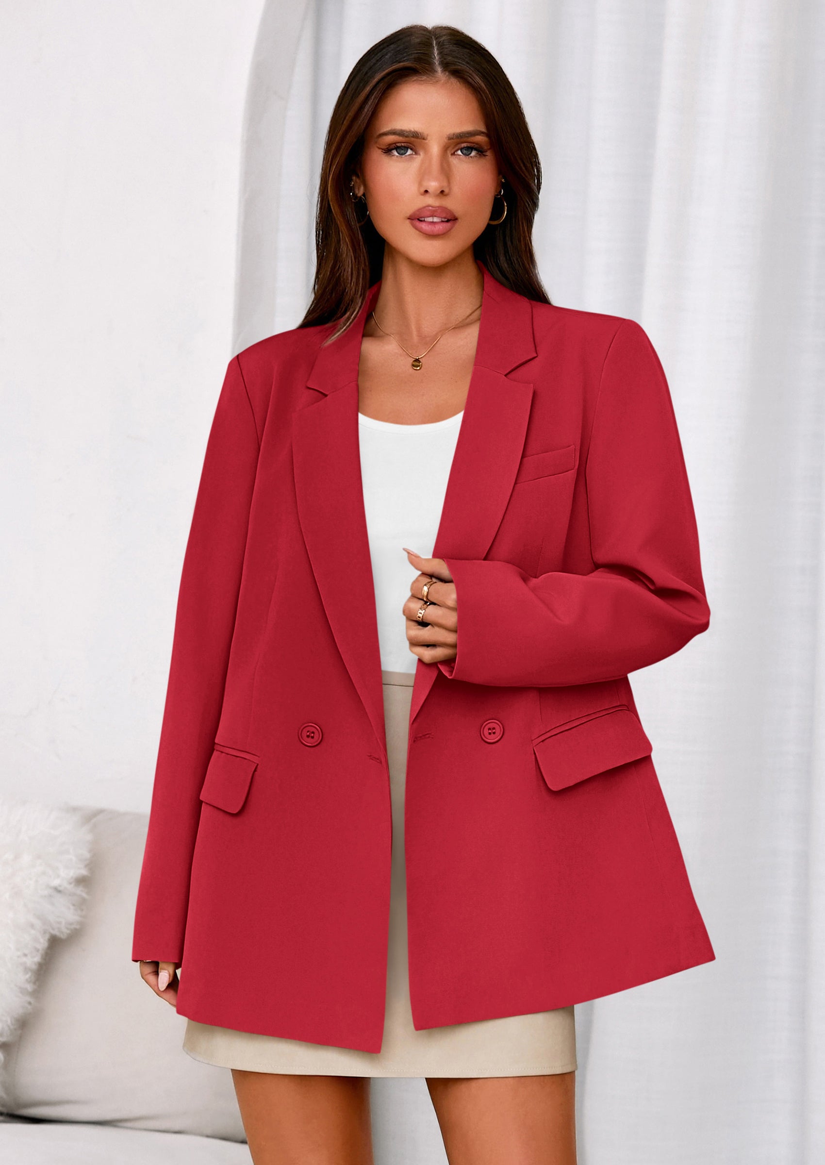 PRETTYGARDEN Fall Blazers for Women Business Casual Long Sleeve Lapel Pockets Dressy Suit Jackets Work Office Clothes