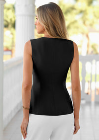 PRETTYGARDEN Women's Summer Vest Tops Business Casual Going Out Outfits Sleeveless Zip Up Dressy Tank Top Suit Waistcoat PRETTYGARDEN