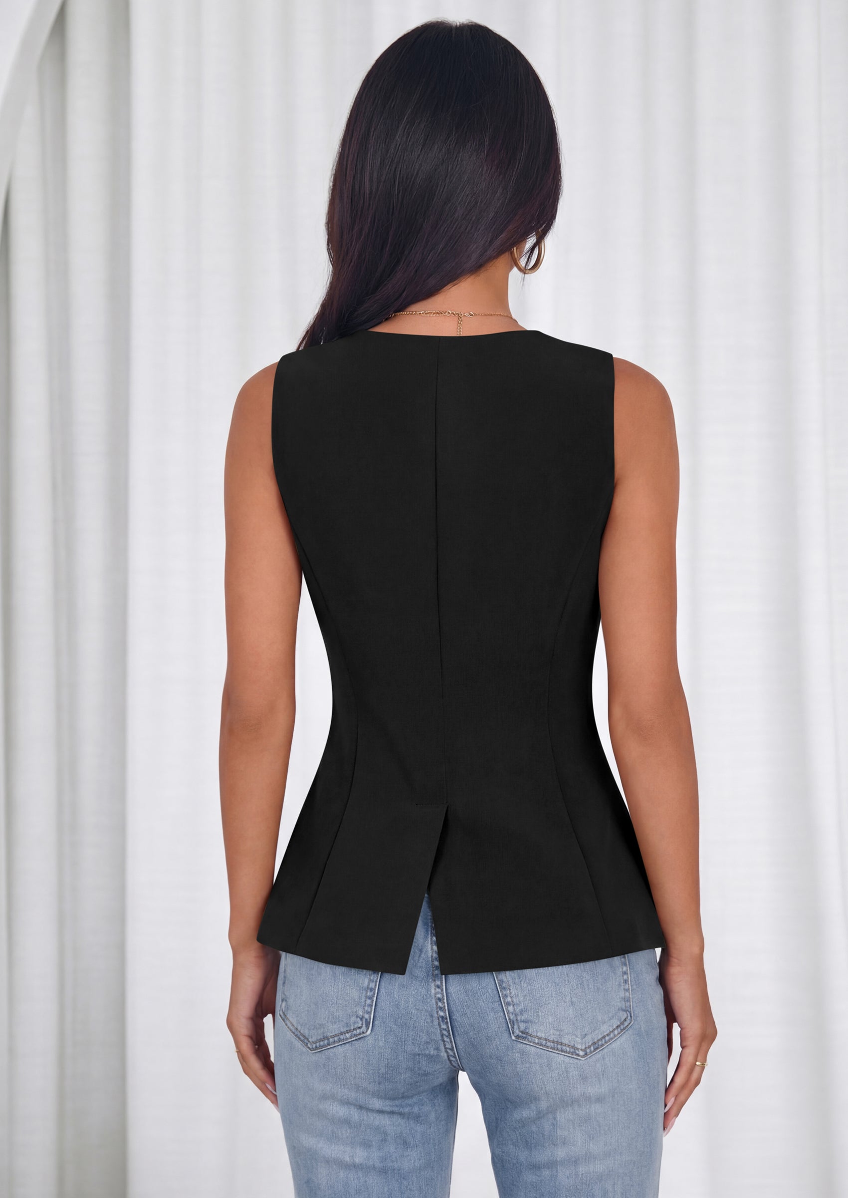 PRETTYGARDEN Womens Summer Sleeveless Blazer Vest Tops Trendy V Neck Button Down Business Casual Suit Vests Waistcoat PRETTYGARDEN