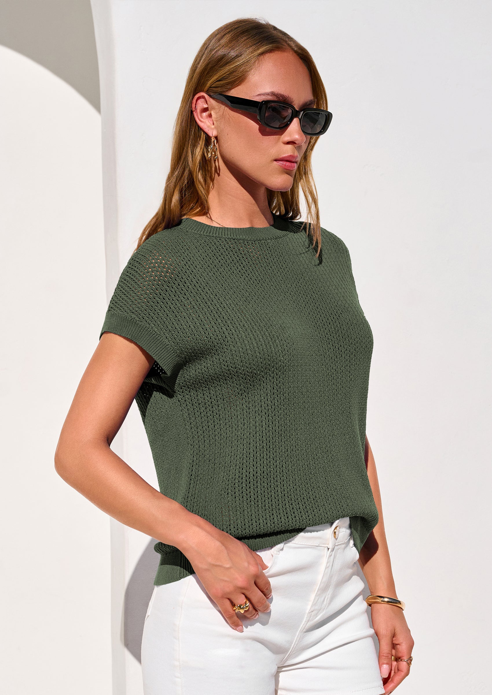 PRETTYGARDEN Women Spring Sweater Vest Business Casual Tank Top Lightweight Cap Sleeve Knit Shirts Trendy Summer Outfits PRETTYGARDEN