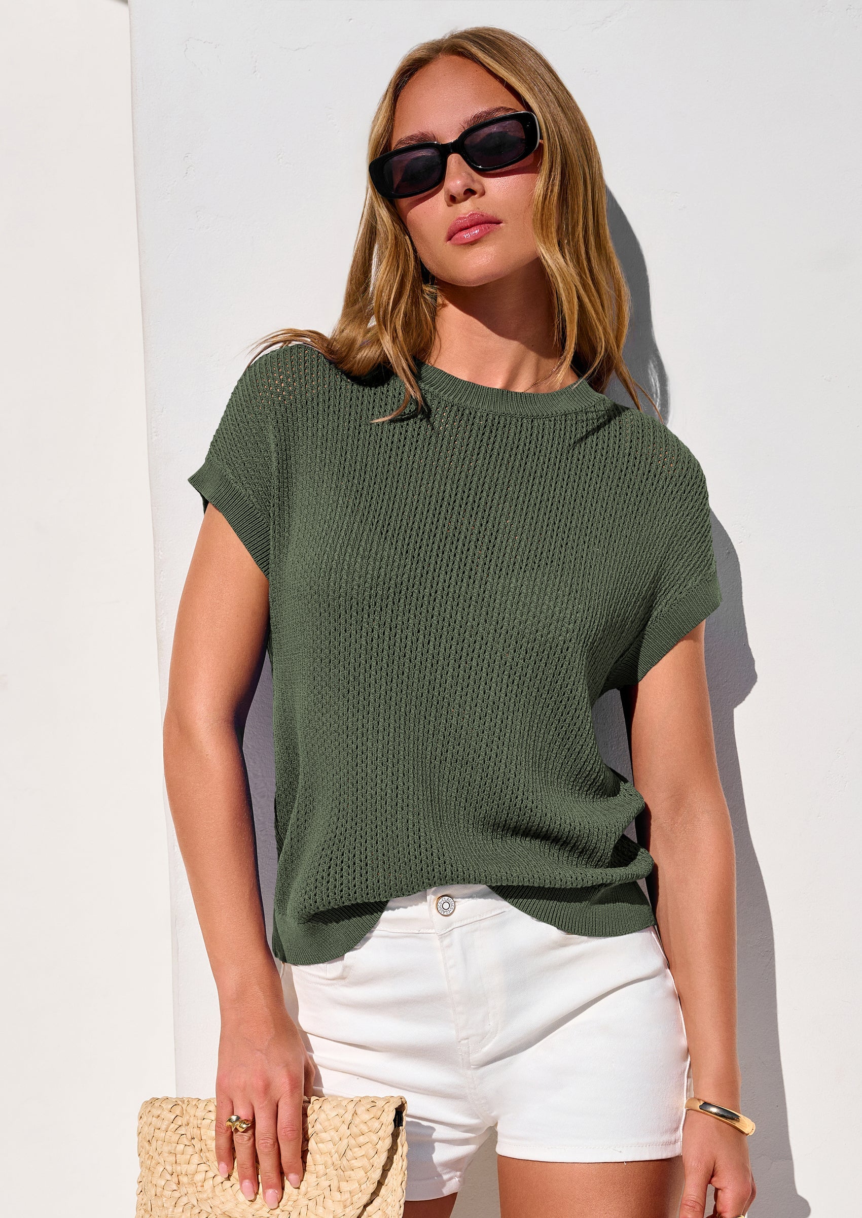 PRETTYGARDEN Women Spring Sweater Vest Business Casual Tank Top Lightweight Cap Sleeve Knit Shirts Trendy Summer Outfits PRETTYGARDEN