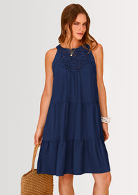 BTFBM Women Summer Halter Dresses Casual Spring 2025 Sleeveless A-Line Tiered Swing Mini Dress Beach Vacation Sundress