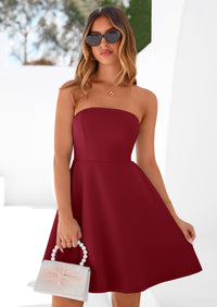 PRETTYGARDEN Women's Strapless Mini Summer Dress Spring A Line Tube Top Sundress Cocktail Party Short Dresses PRETTYGARDEN