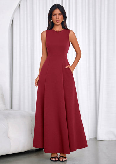 PRETTYGARDEN Women's Summer Tank Maxi Dress Spring Sleeveless Swing A Line Long Flowy Elegant Cocktail Dresses Pockets PRETTYGARDEN