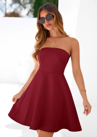 PRETTYGARDEN Women's Strapless Mini Summer Dress Spring A Line Tube Top Sundress Cocktail Party Short Dresses PRETTYGARDEN