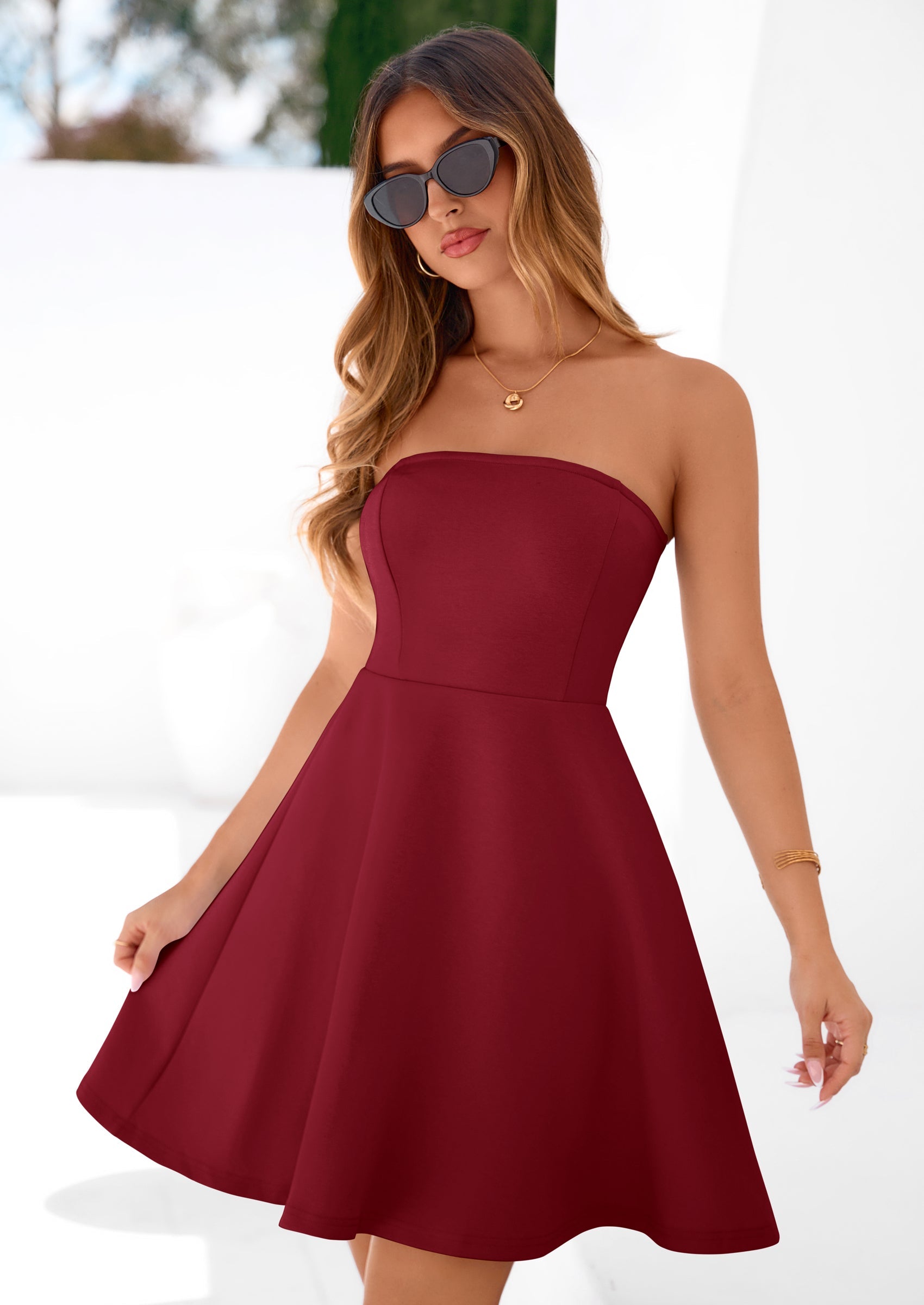 PRETTYGARDEN Women's Strapless Mini Summer Dress Spring A Line Tube Top Sundress Cocktail Party Short Dresses PRETTYGARDEN