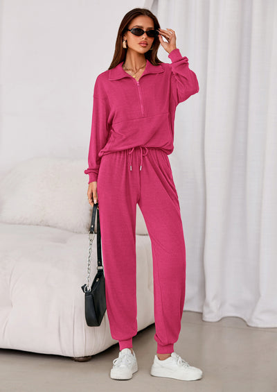 PRETTYGARDEN Women's Fall 2 Piece Lounge Sets Zip Up Sweatshirt Jogger Pants Sweat Track Suits Travel Outfit Winter Clothing