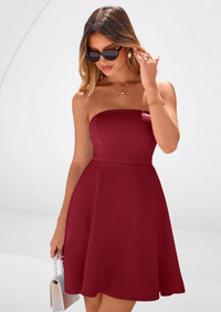 PRETTYGARDEN Women's Strapless Mini Summer Dress Spring A Line Tube Top Sundress Cocktail Party Short Dresses PRETTYGARDEN