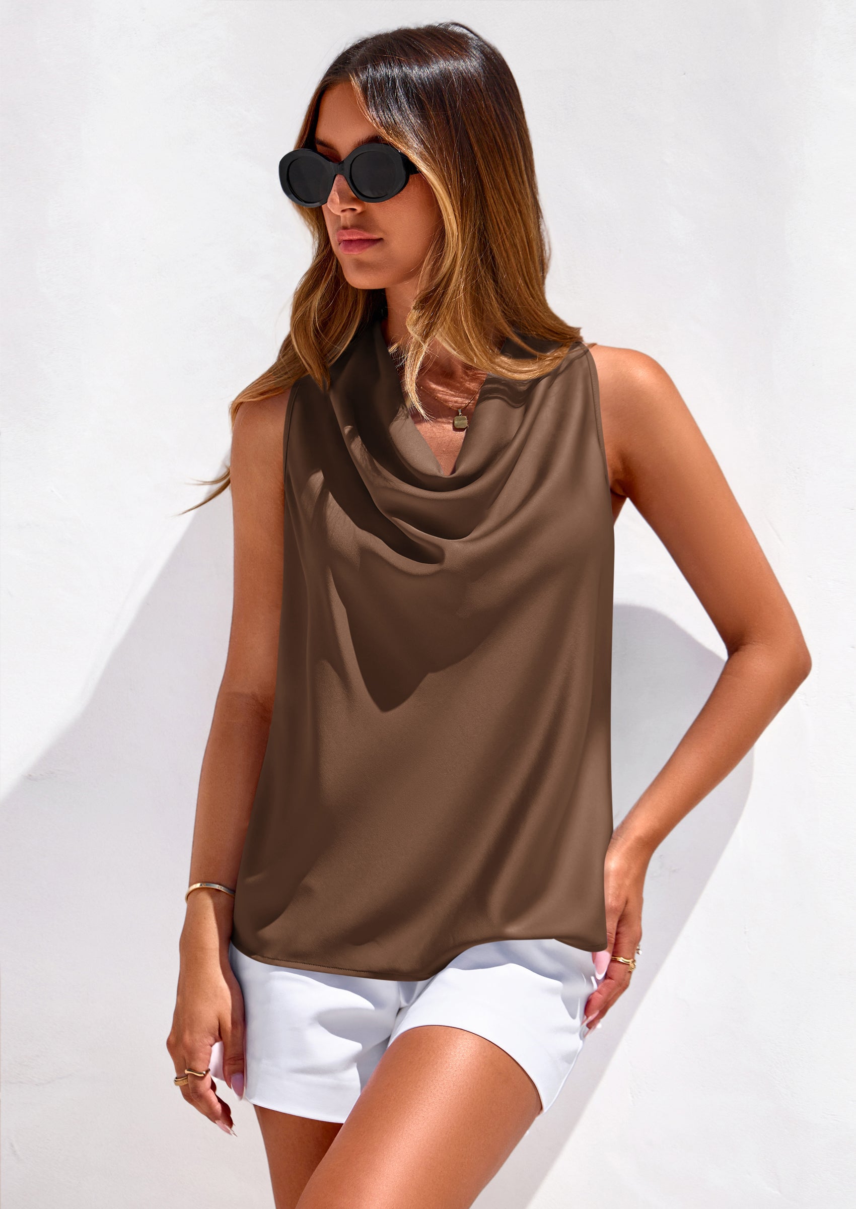 PRETTYGARDEN Women's Tie Halter Going Out Tops Summer Cowl Neck Vest Backless Sleeveless Tank Top Party Date Outfits PRETTYGARDEN