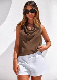 PRETTYGARDEN Women's Tie Halter Going Out Tops Summer Cowl Neck Vest Backless Sleeveless Tank Top Party Date Outfits PRETTYGARDEN