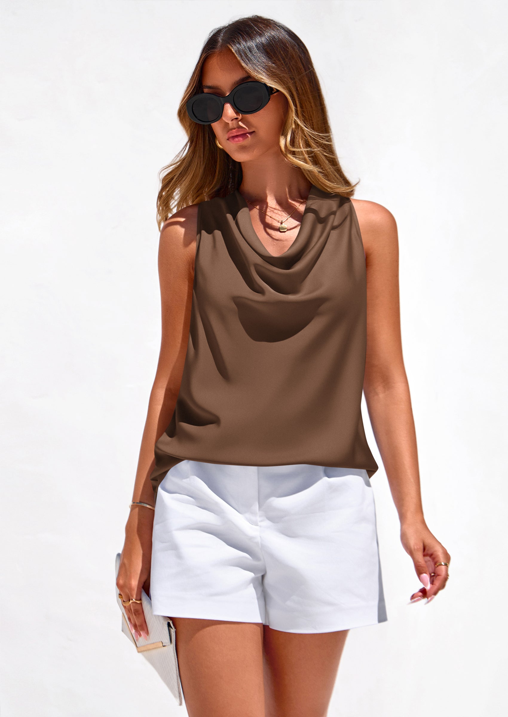 PRETTYGARDEN Women's Tie Halter Going Out Tops Summer Cowl Neck Vest Backless Sleeveless Tank Top Party Date Outfits PRETTYGARDEN