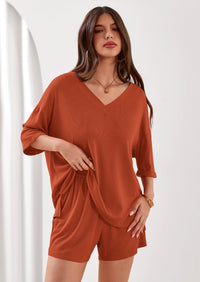 PRETTYGARDEN Womens 2 Piece Sets Oversized Vneck Half Sleeve Tops Shorts Lounge Set Casual Summer Travel Beach Outfits PRETTYGARDEN