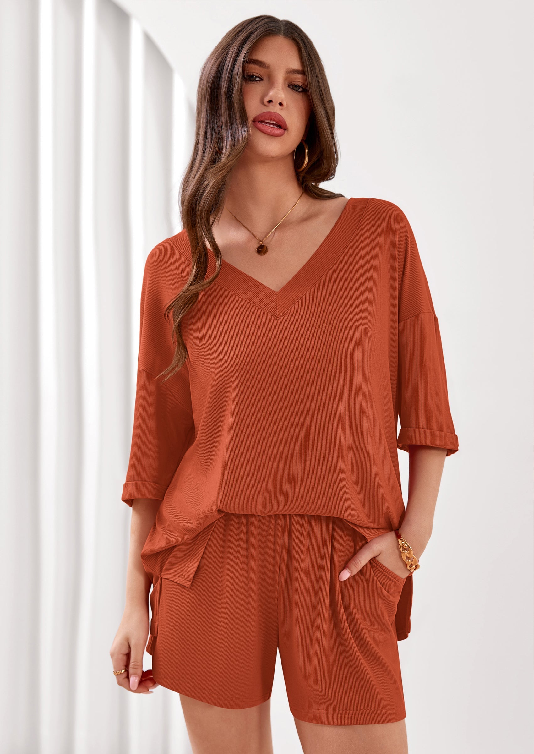 PRETTYGARDEN Womens 2 Piece Sets Oversized Vneck Half Sleeve Tops Shorts Lounge Set Casual Summer Travel Beach Outfits PRETTYGARDEN