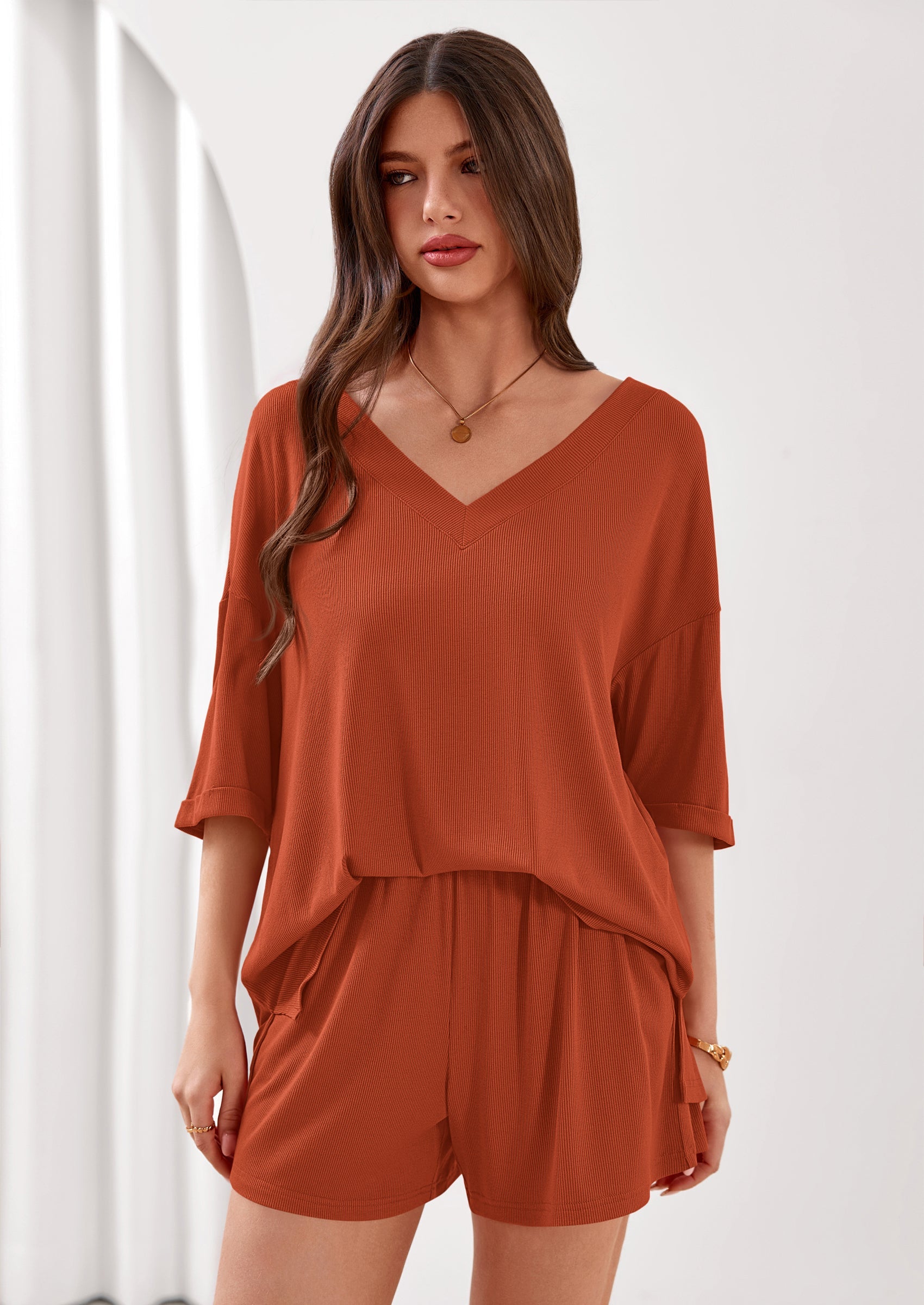 PRETTYGARDEN Womens 2 Piece Sets Oversized Vneck Half Sleeve Tops Shorts Lounge Set Casual Summer Travel Beach Outfits PRETTYGARDEN