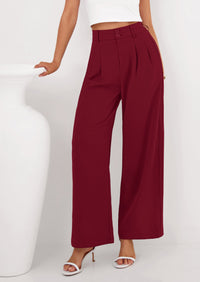 PRETTYGARDEN Womens Spring Wide Leg Palazzo Pants Trendy Loose Button High Waist Pleated Work Business Casual Trousers PRETTYGARDEN