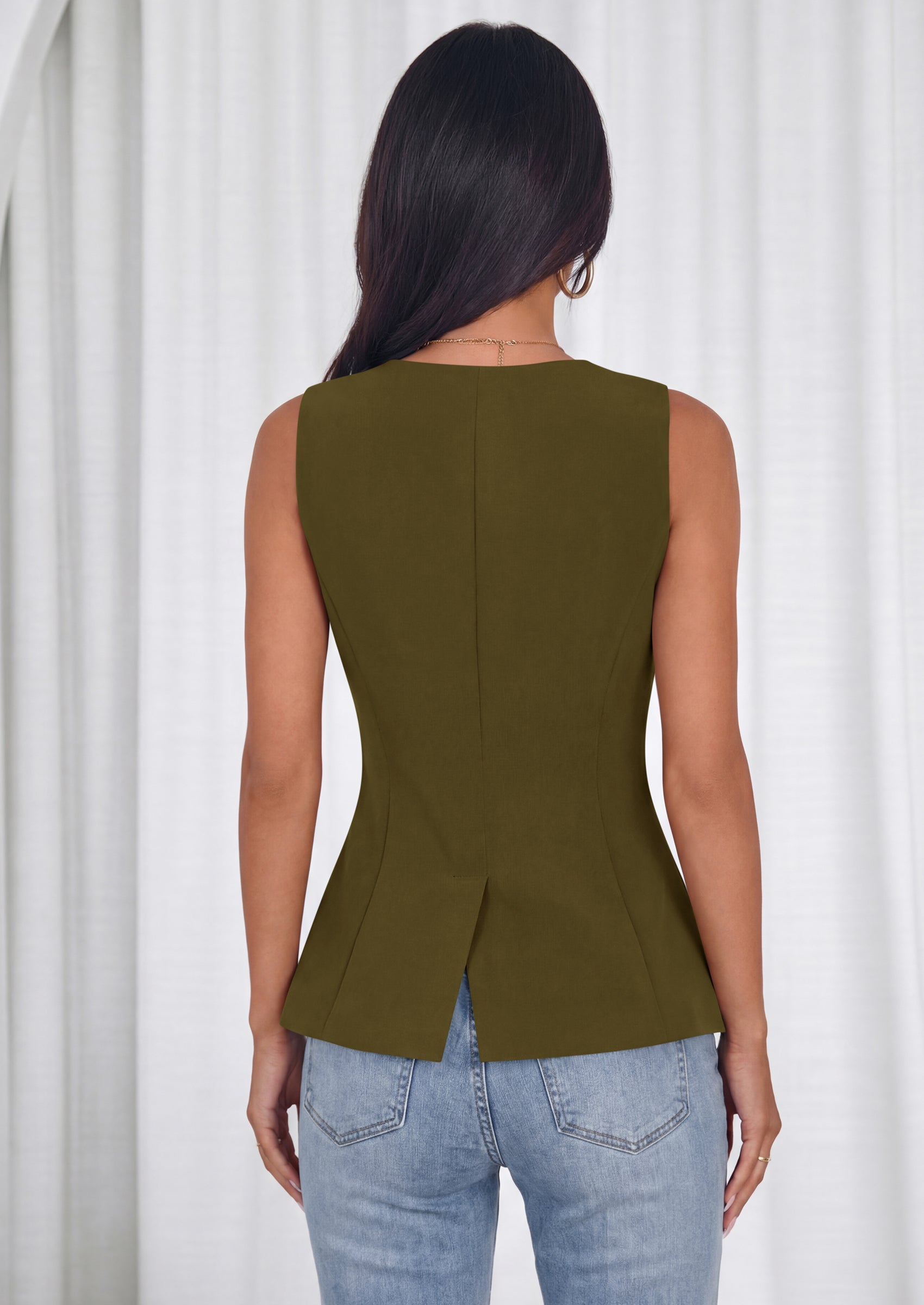 PRETTYGARDEN Womens Summer Sleeveless Blazer Vest Tops Trendy V Neck Button Down Business Casual Suit Vests Waistcoat PRETTYGARDEN