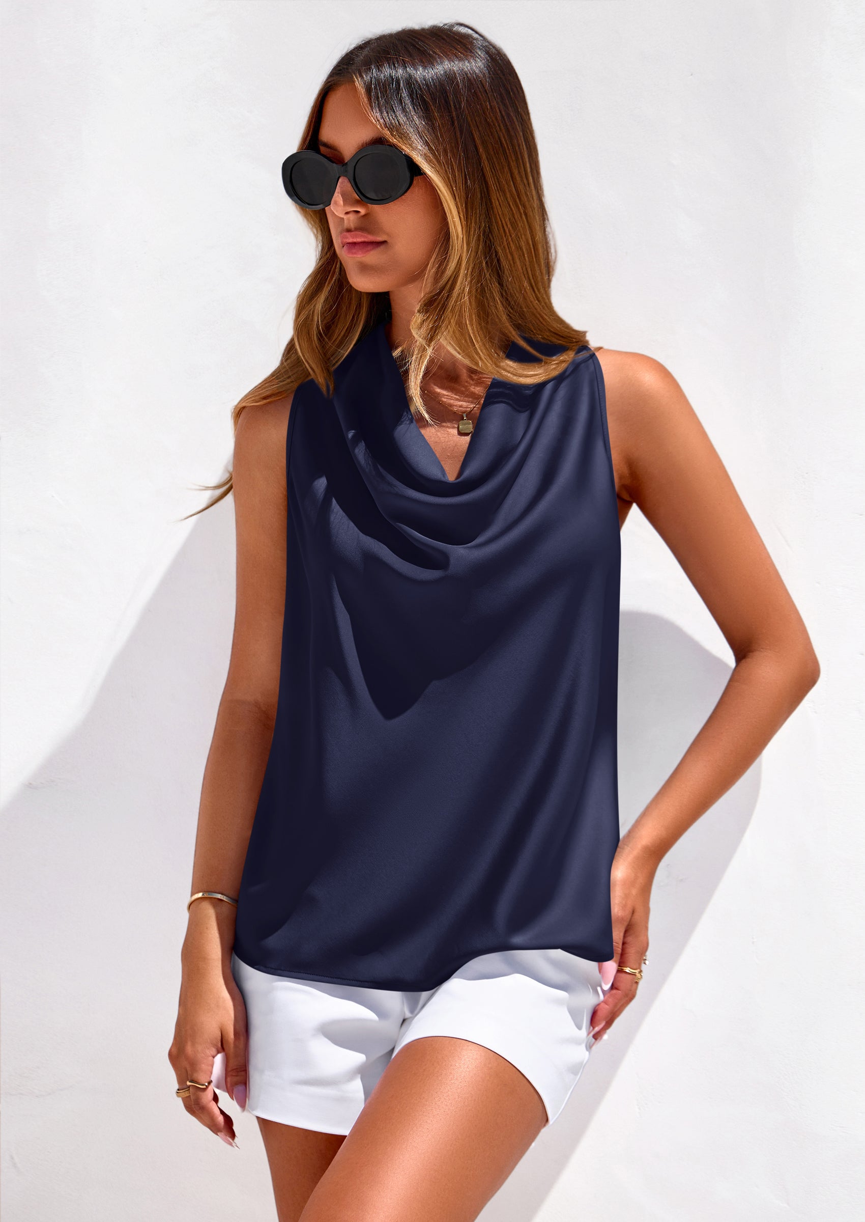 PRETTYGARDEN Women's Tie Halter Going Out Tops Summer Cowl Neck Vest Backless Sleeveless Tank Top Party Date Outfits PRETTYGARDEN