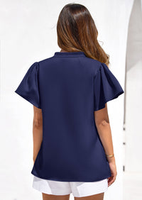 PRETTYGARDEN Women's Summer Blouses Dressy Casual Ruffle Cap Sleeve V Neck Business Work Trendy Cute Tops Spring Outfits PRETTYGARDEN