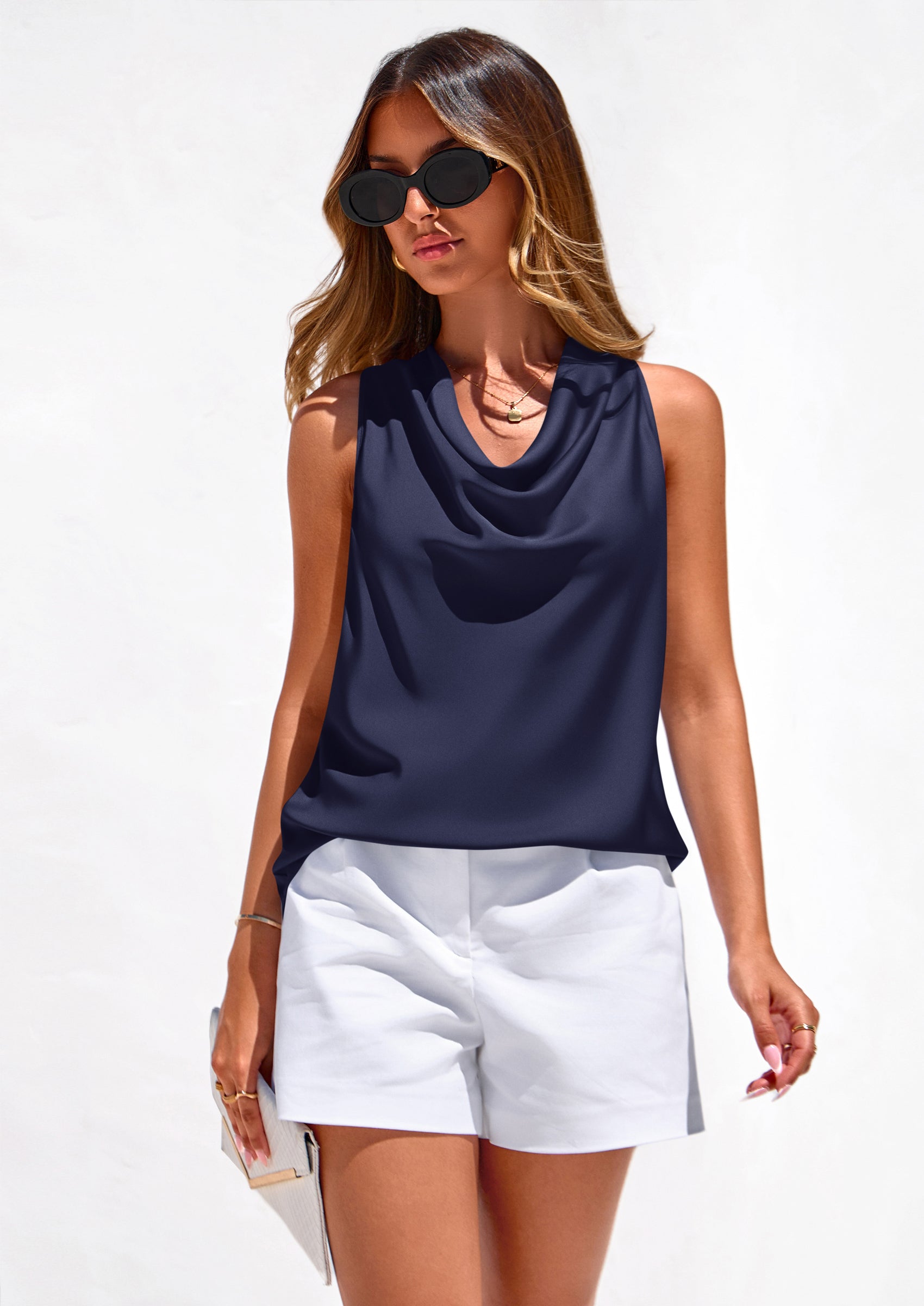 PRETTYGARDEN Women's Tie Halter Going Out Tops Summer Cowl Neck Vest Backless Sleeveless Tank Top Party Date Outfits PRETTYGARDEN