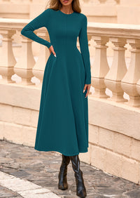 PRETTYGARDEN Women's Fall Long Sleeve Midi Dress Casual Elegant Ruffle Flowy A Line Swing Cocktail Party Dresses