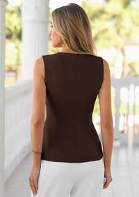 PRETTYGARDEN Women's Summer Vest Tops Business Casual Going Out Outfits Sleeveless Zip Up Dressy Tank Top Suit Waistcoat PRETTYGARDEN