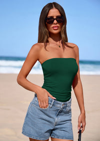 PRETTYGARDEN Women Tube Tops Strapless Going Out Crop Top Spring Fashion Y2K Summer Bandeau Shirt Beach Vacation Clothes PRETTYGARDEN